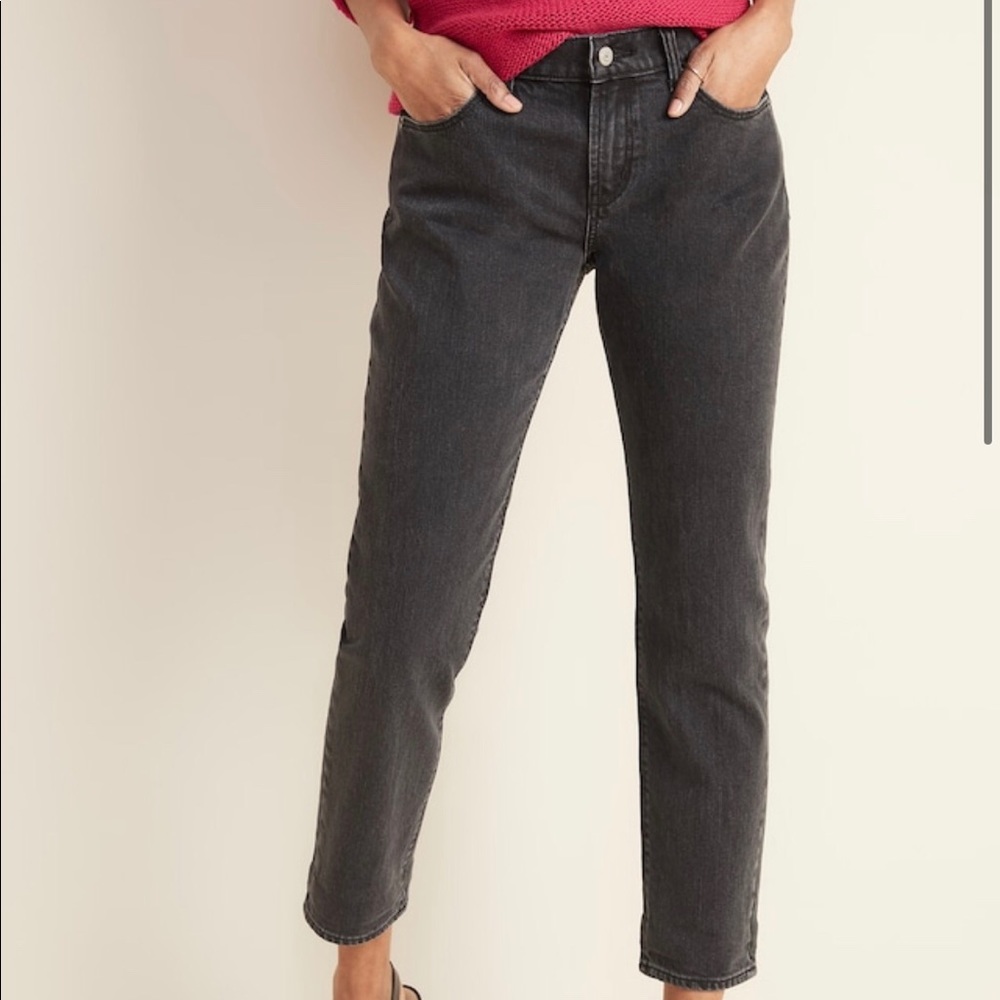 NWT Old Navy MidRise Boyfriend Black Jeans